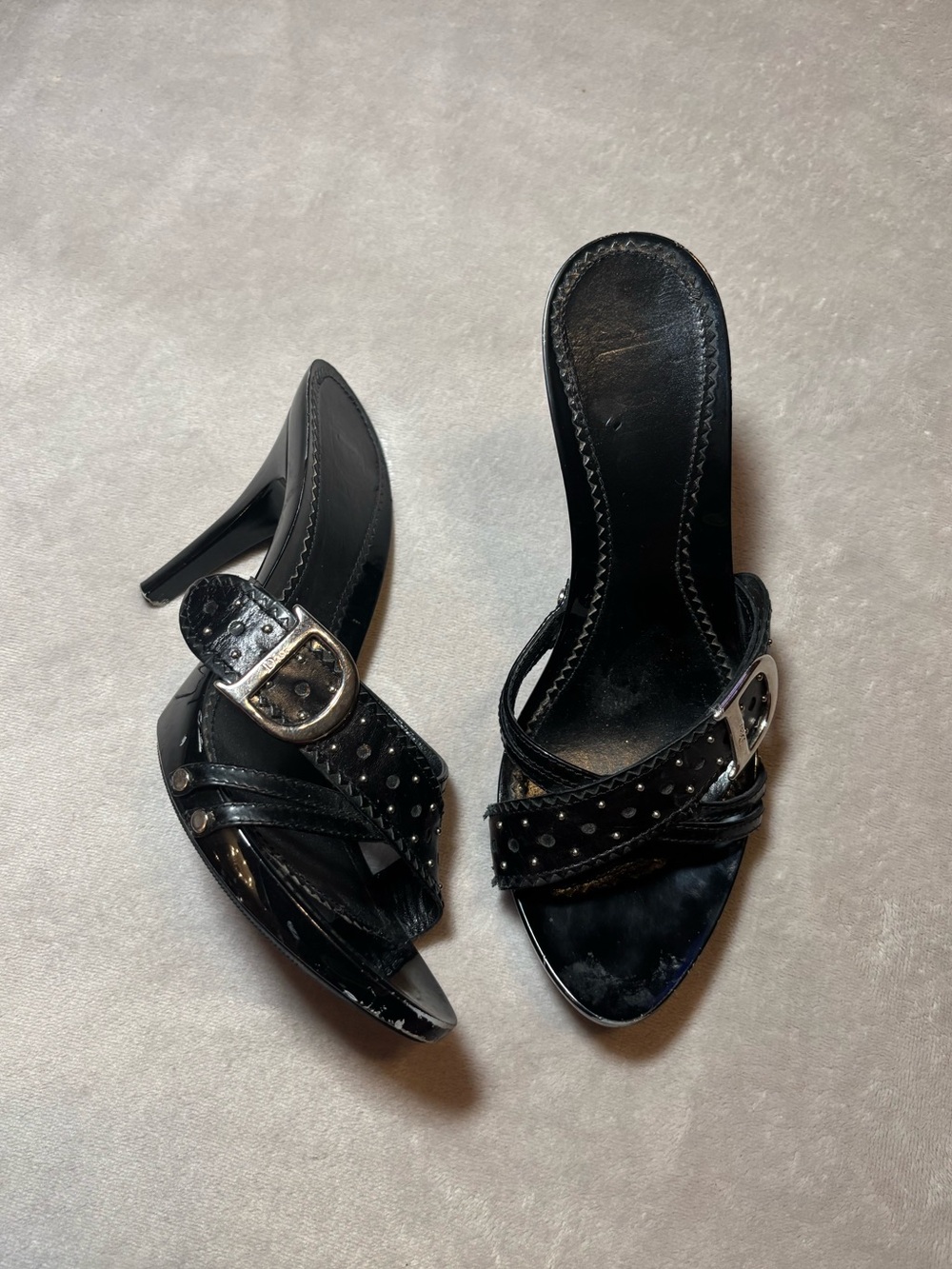 Christian Dior Spring 2004 Vintage Black Logo Heels - Picture 2 of 7